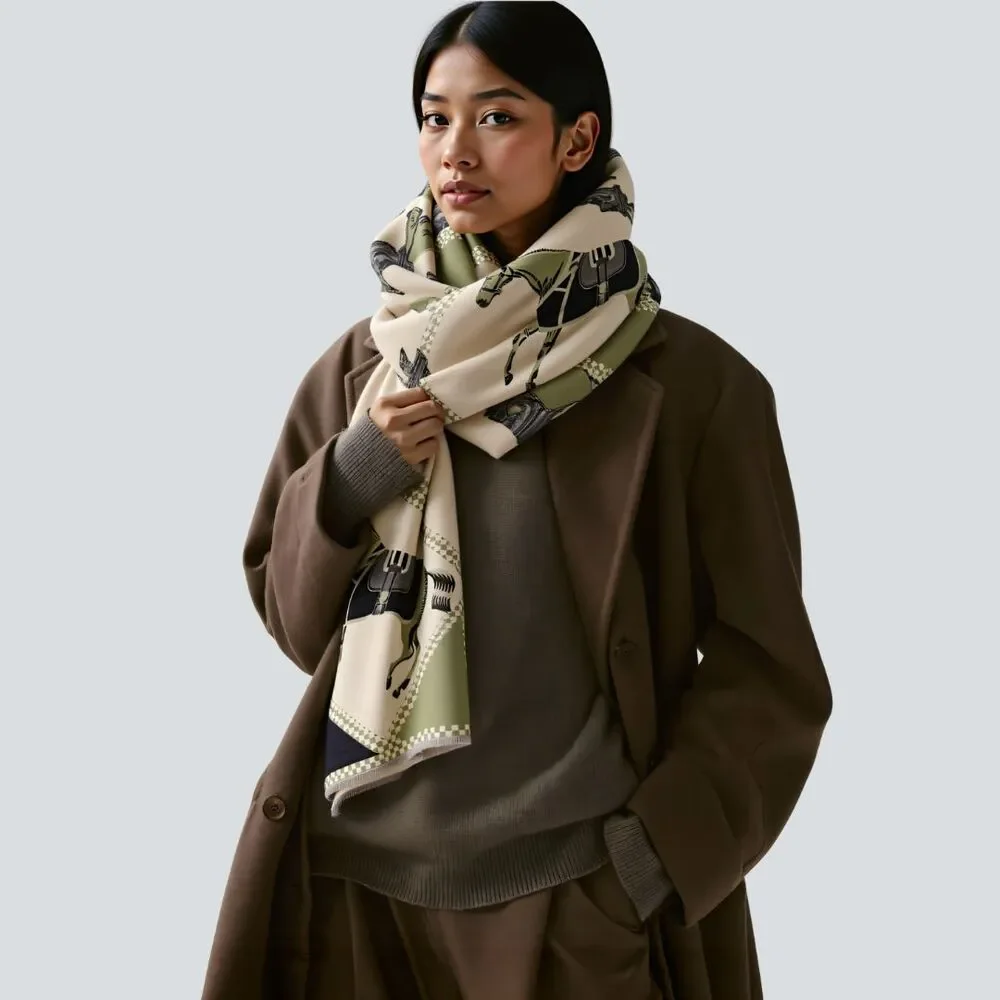 Westrian Cashmere Feel Equestrian Saddle Blanket Horse Winter Scarf